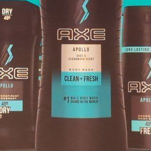 AXE 4-Pc Apolio Gift Set for Men with BONUS Trial Deo Body Spray Body Wash -NEW